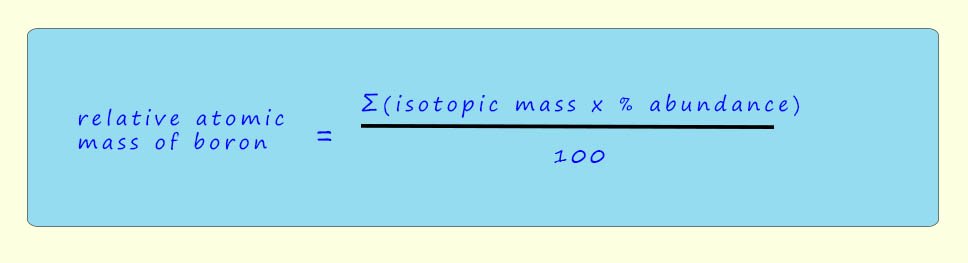 Equation to calculate the relative atomic mass of an element when isotopes are present